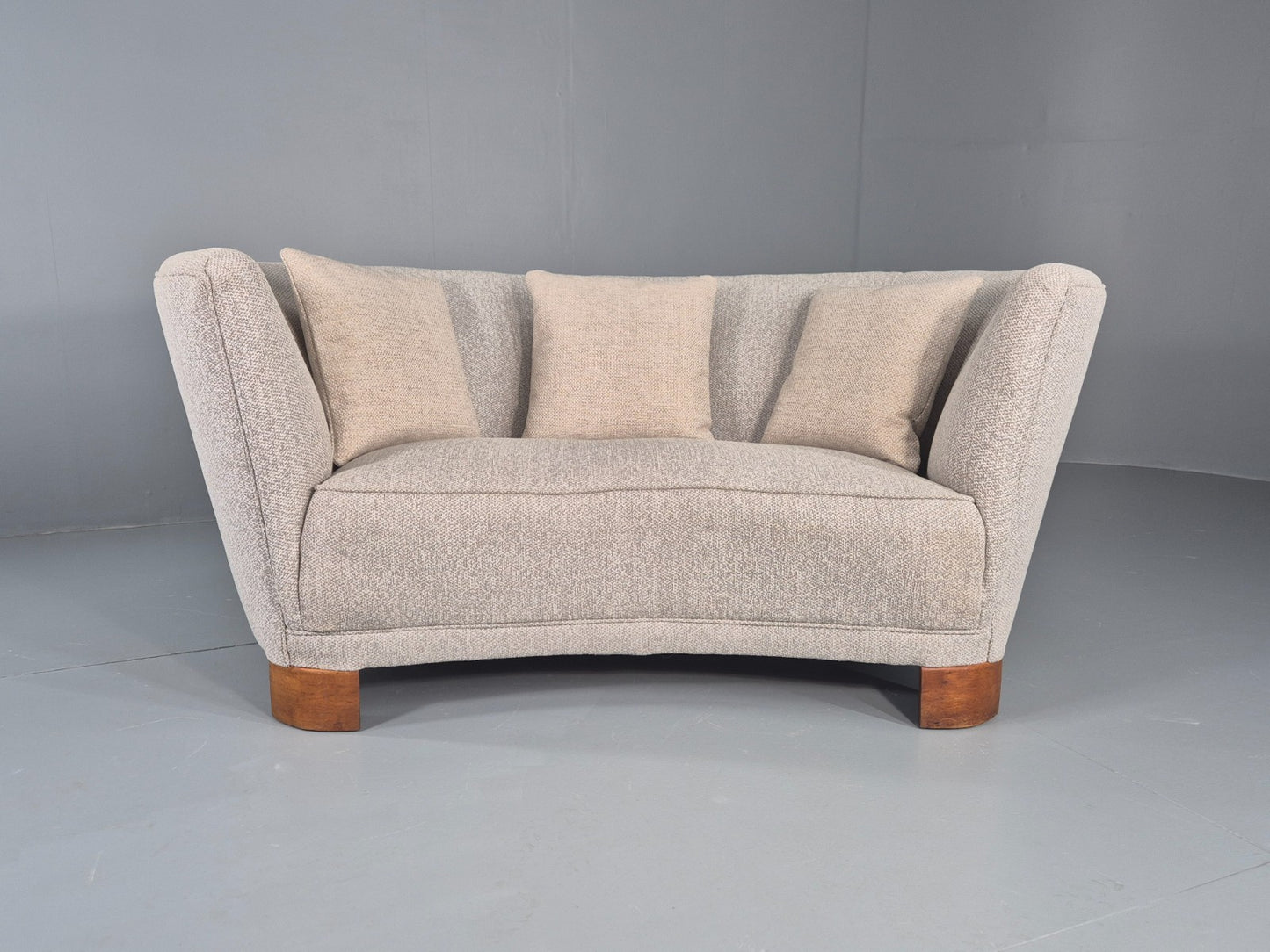 Vintage Art Deco Banana 2 Seat Sofa Danish New Upholstery 1930s EB11833 M2SS2