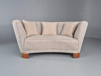 Vintage Art Deco Banana 2 Seat Sofa Danish New Upholstery 1930s EB11833 M2SS2