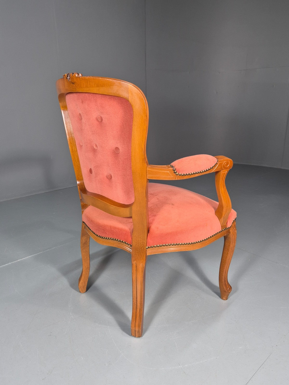 Vintage Rococo Lounge Chair Danish 1970s Reproduction Salmon Pink EB10986 VCLO4
