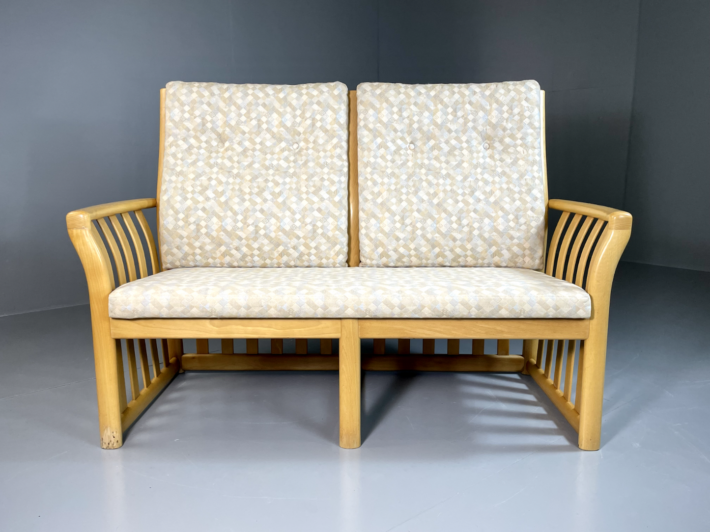 Danish 2 Seater Sofa Beech Frame Retro Vintage 1980s EB6361 M2SS4