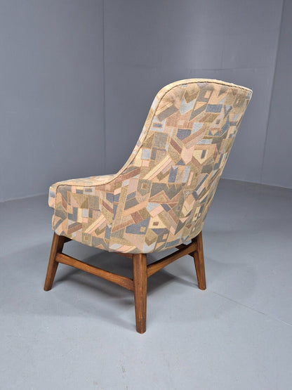 Vintage Danish Lounge Chair Multi Coloured Curved Retro 1950s MCM EB8253 MNOR - UKDK FURNITURE