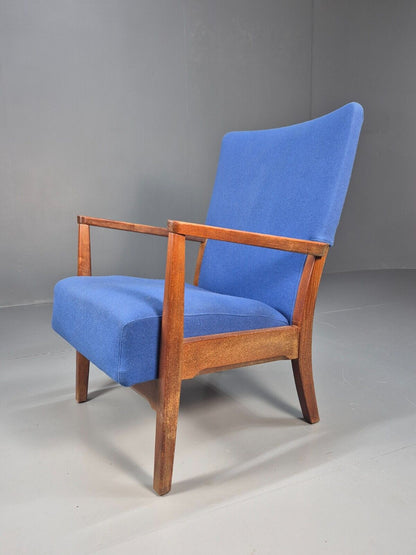 Vintage Danish Lounge Chair Blue Beech Frame Vamo 1950s Retro MCM EB8771 MNOR - UKDK FURNITURE