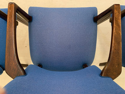 Set of Three Danish Beech Desk Chairs with Blue Wool Vintage EB3767 MDIN - UKDK FURNITURE
