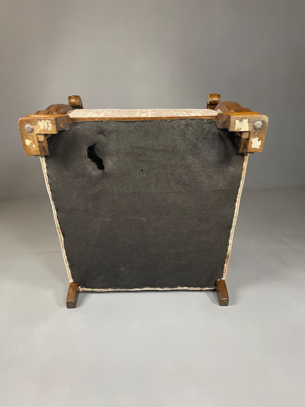 Danish Upholstered Armchair Circa 1930s Oak Framed Floral Retro EB4510 VCAR15