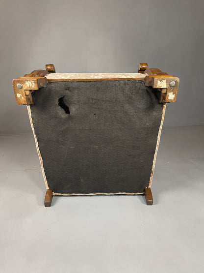 Danish Upholstered Armchair Circa 1930s Oak Framed Floral Retro EB4510 VCAR15