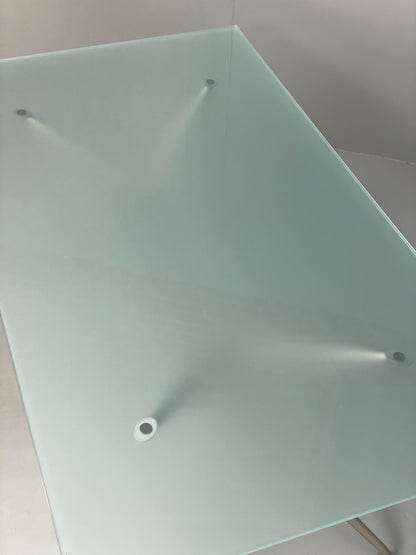 Italian Glass Dining Table Calligaris 'Play' Modern Steel Frame EB11542 MWOO20