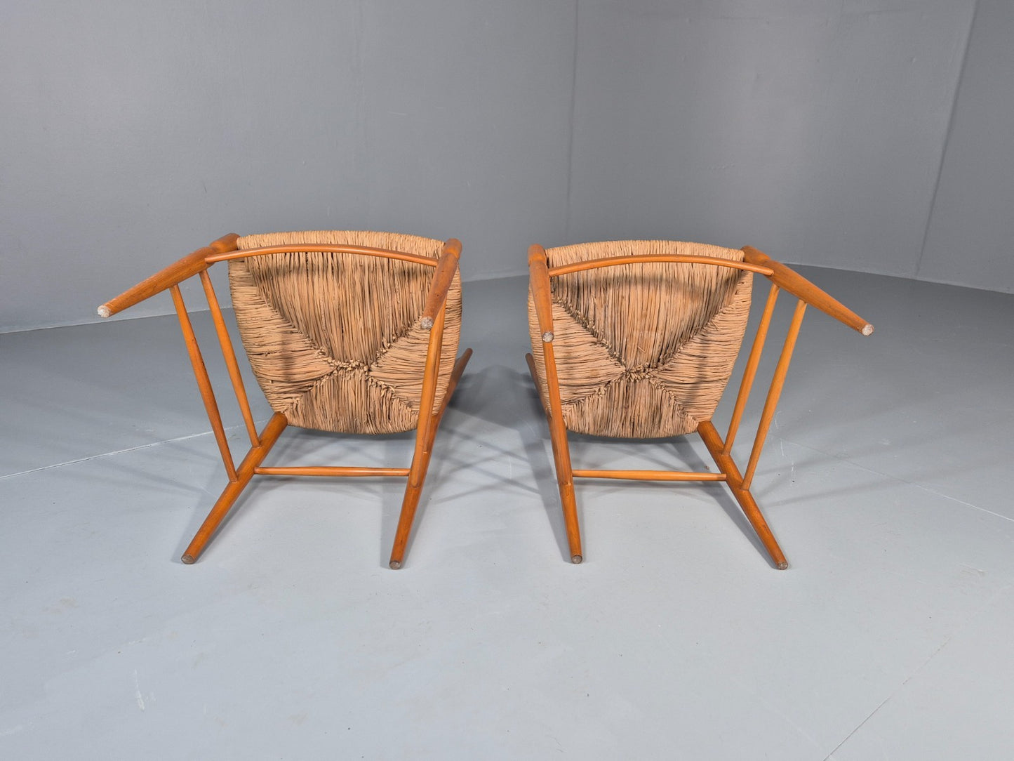 2 1950s Italian Wanut Dining Chairs Chiavari Mid Century Modern EB11781 MDIN9