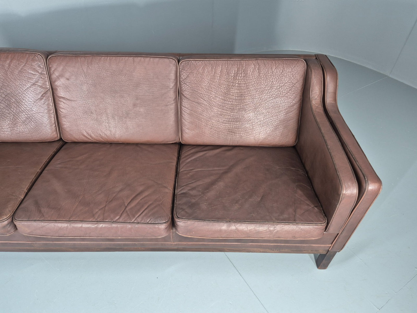 3 Seater Leather Sofa Vintage Mid Century Mogensen Shape 1970 Retro EB11356 M3SS7