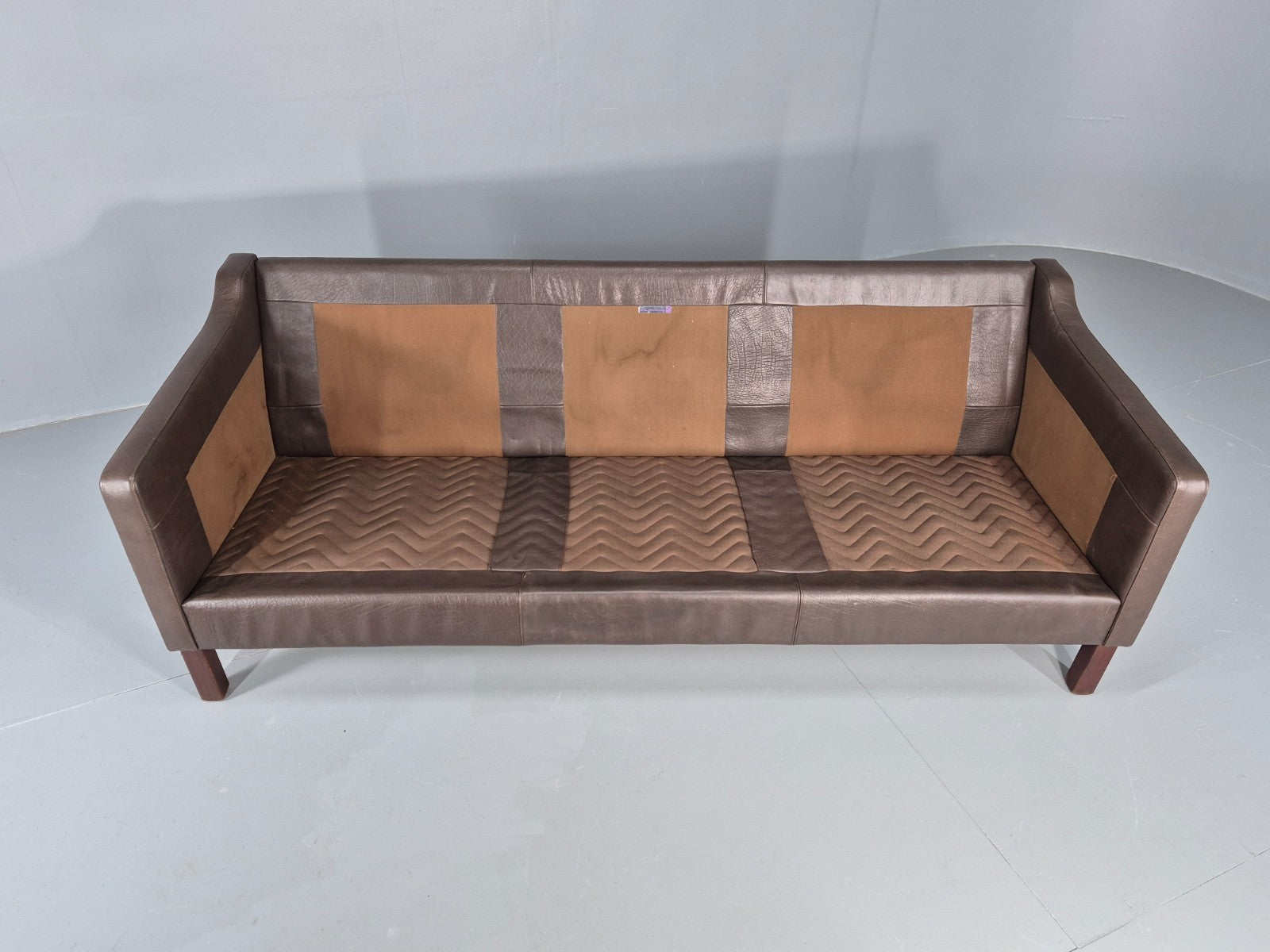 Vintage 3 Seat Sofa Danish Brown Leather Mid Century Retro 1970s EB10487 M3SS7