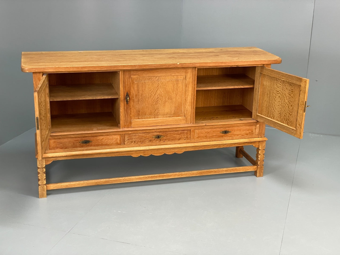 Vintage Solid Oak Sideboard - Henning Kjaernulf Style Danish 1970s EB10826 MWOO10