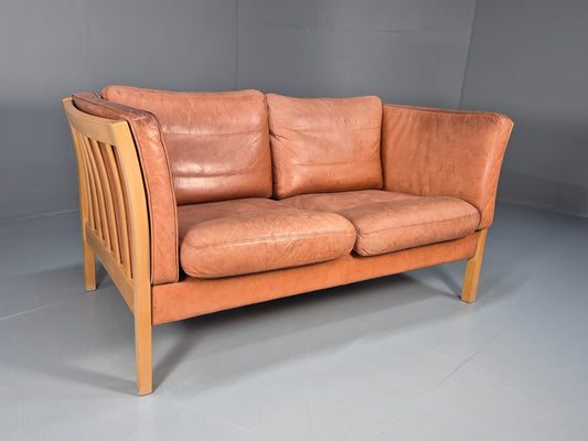 Mid Century Stouby Two Seater Settee Beech Ends Retro 1970s EB10097 M2SS1