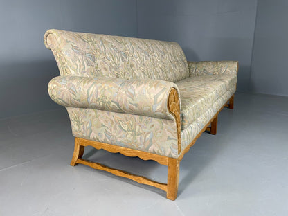 Danish 3 Seater Sofa Oak Frame Floral Kjaernulf 1970s Vintage Retro V3SS EB67488