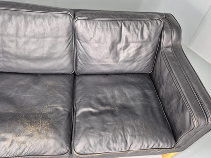 Vintage Danish 3 Seat Sofa Black Leather Mid Century Retro  EB10470 M3SS6