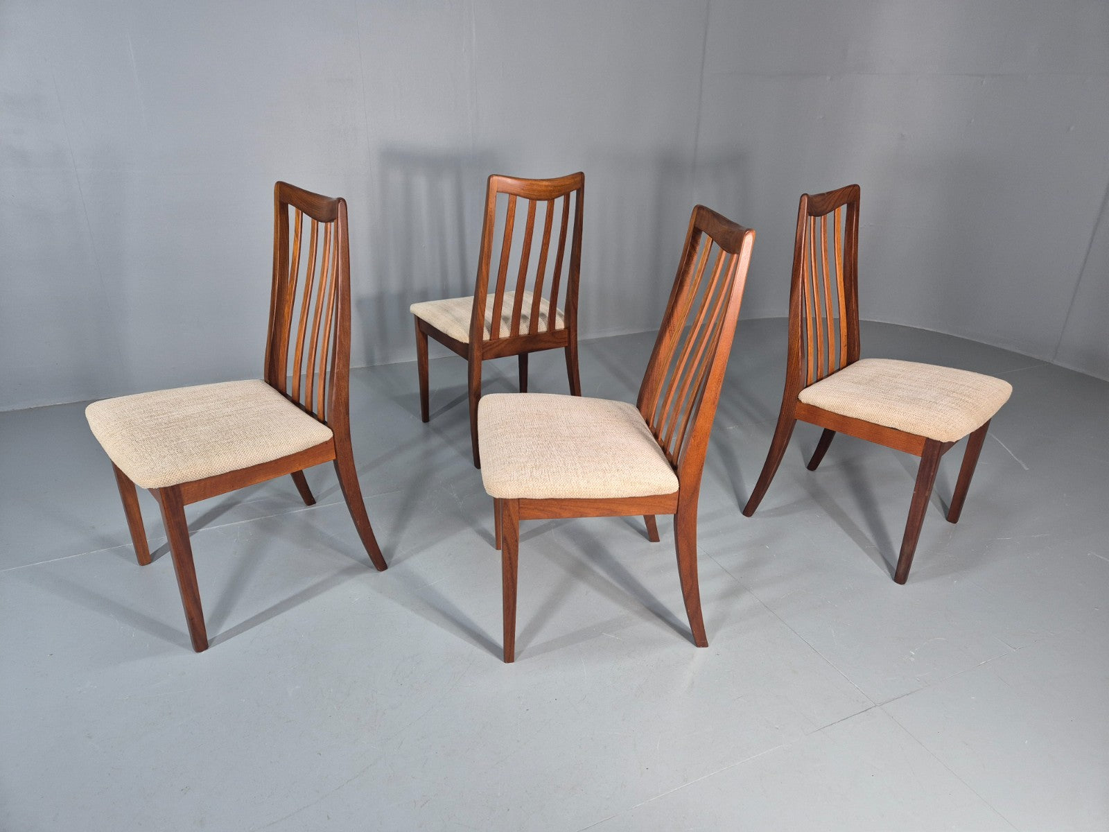 4 Vintage G Plan Ffresco Dining Chars Teak Cream Seats 1970s Retro EB11591 MDIN15