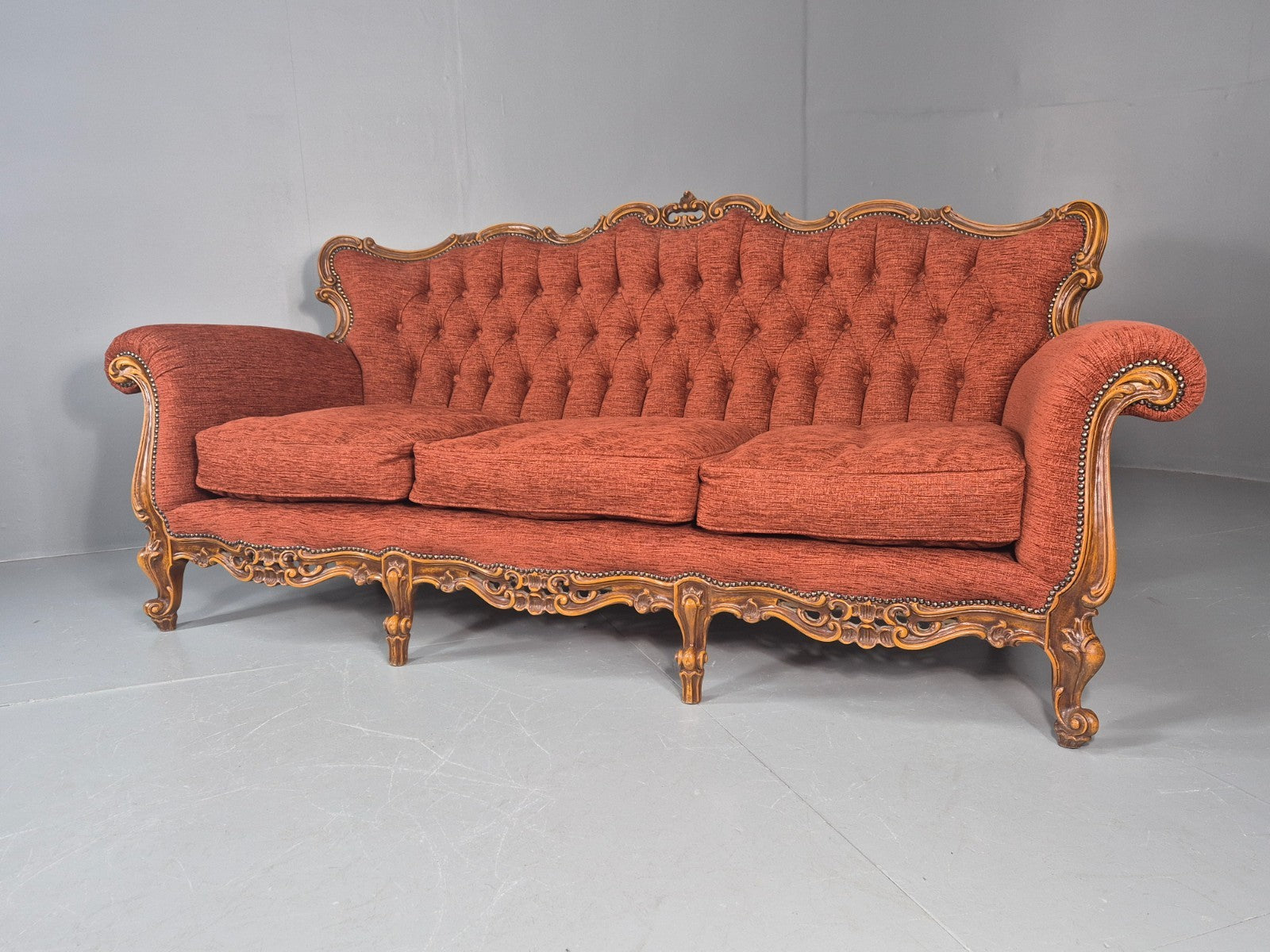Vintage French Rococo Style Sofa 1970s Reproduction Quality  EB11661 V3SS6