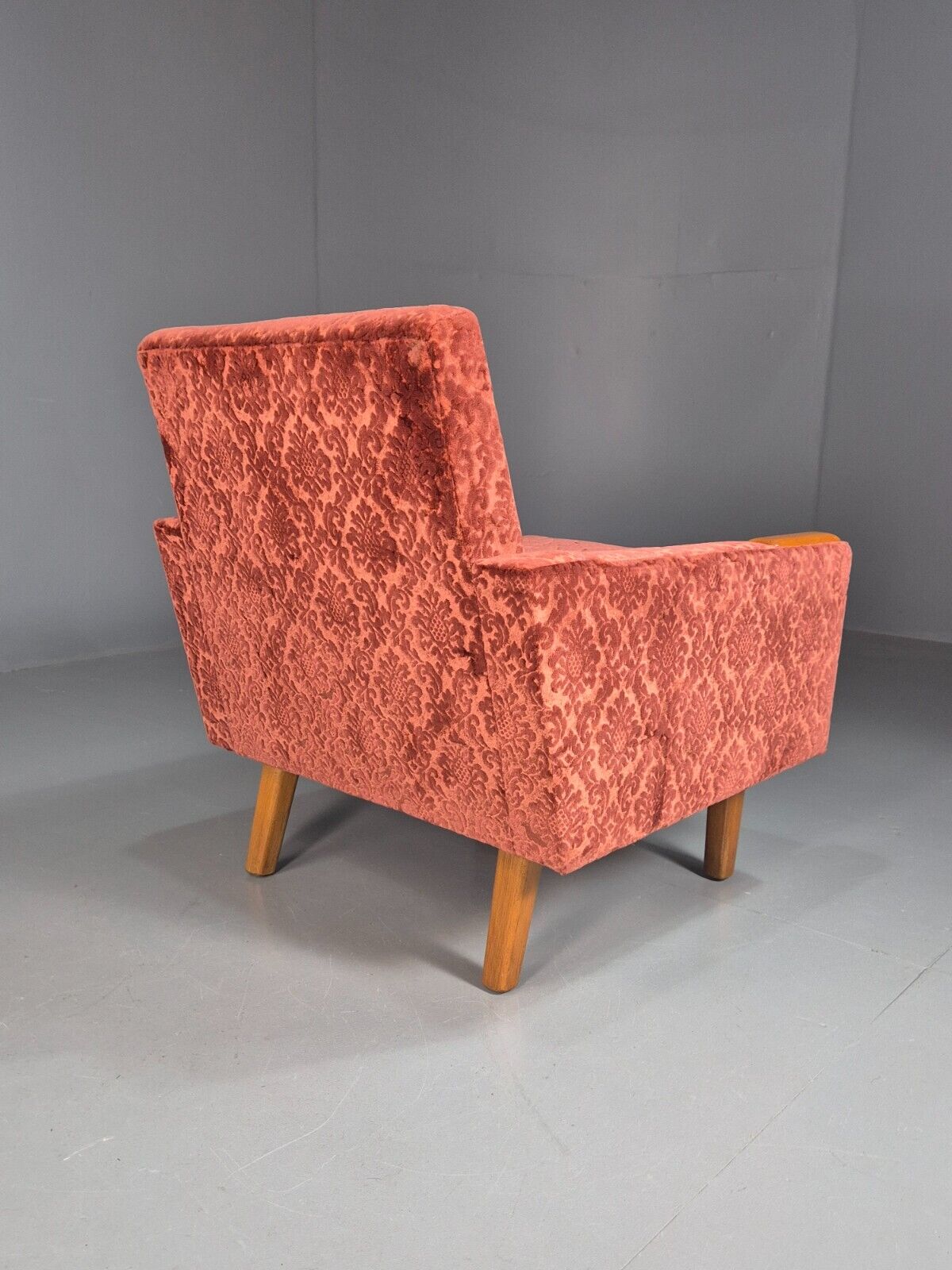 Vintage Swedish Lounge Chair Purple Moquette Teak Paws 1960s Retro EB7891 MNOR - UKDK FURNITURE