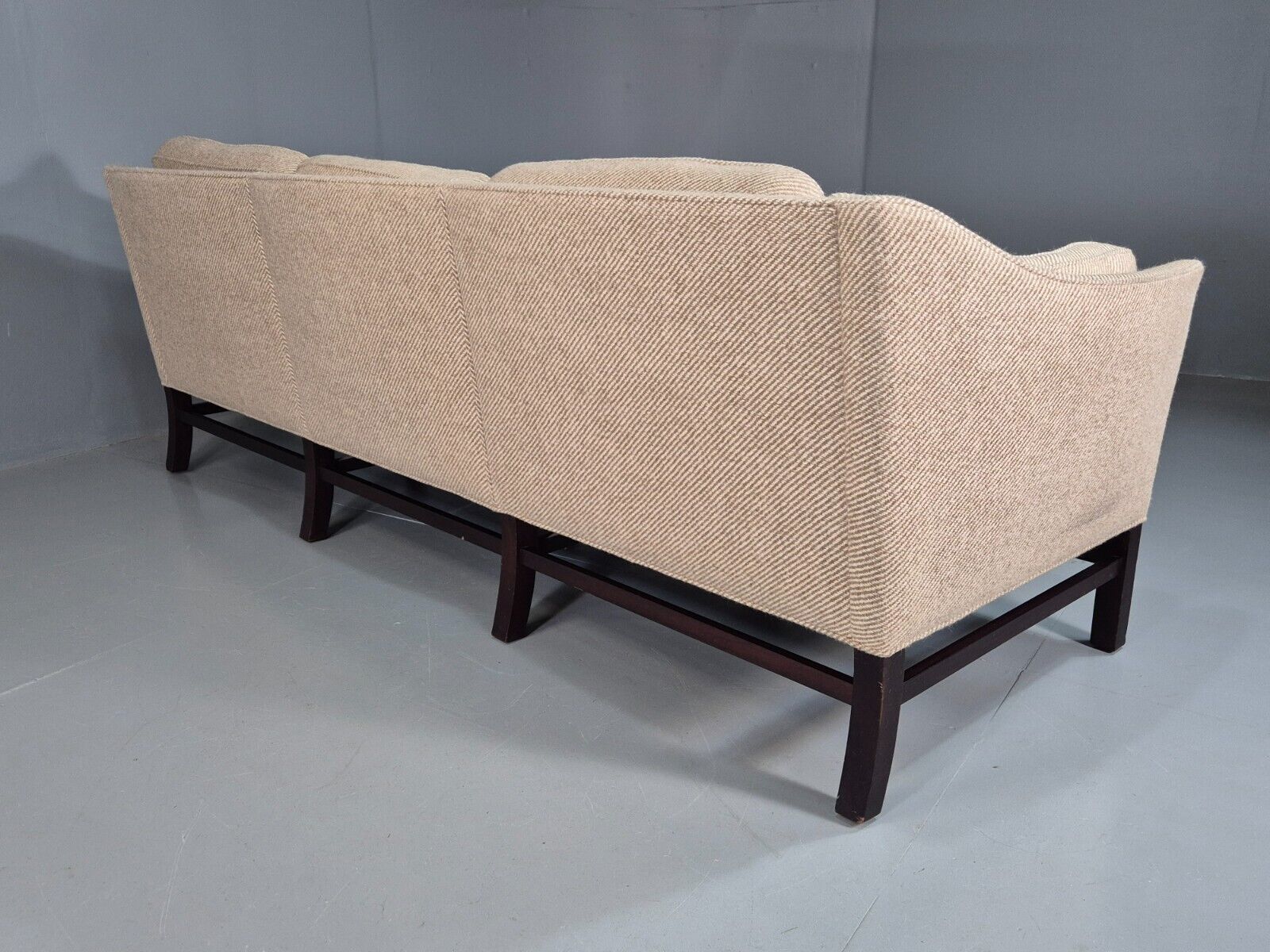 Vintage Danish 3 Seat Sofa Beige Wool Legged Frame 1980s Retro MCM EB7792 M3SS - UKDK FURNITURE