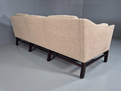 Vintage Danish 3 Seat Sofa Beige Wool Legged Frame 1980s Retro MCM EB7792 M3SS - UKDK FURNITURE