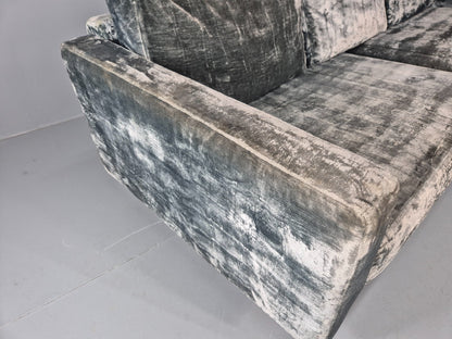 Huge 4 Seater Settee Turquoise Velvet ex Hotel Modern Design Retro EB11608 M4SS14