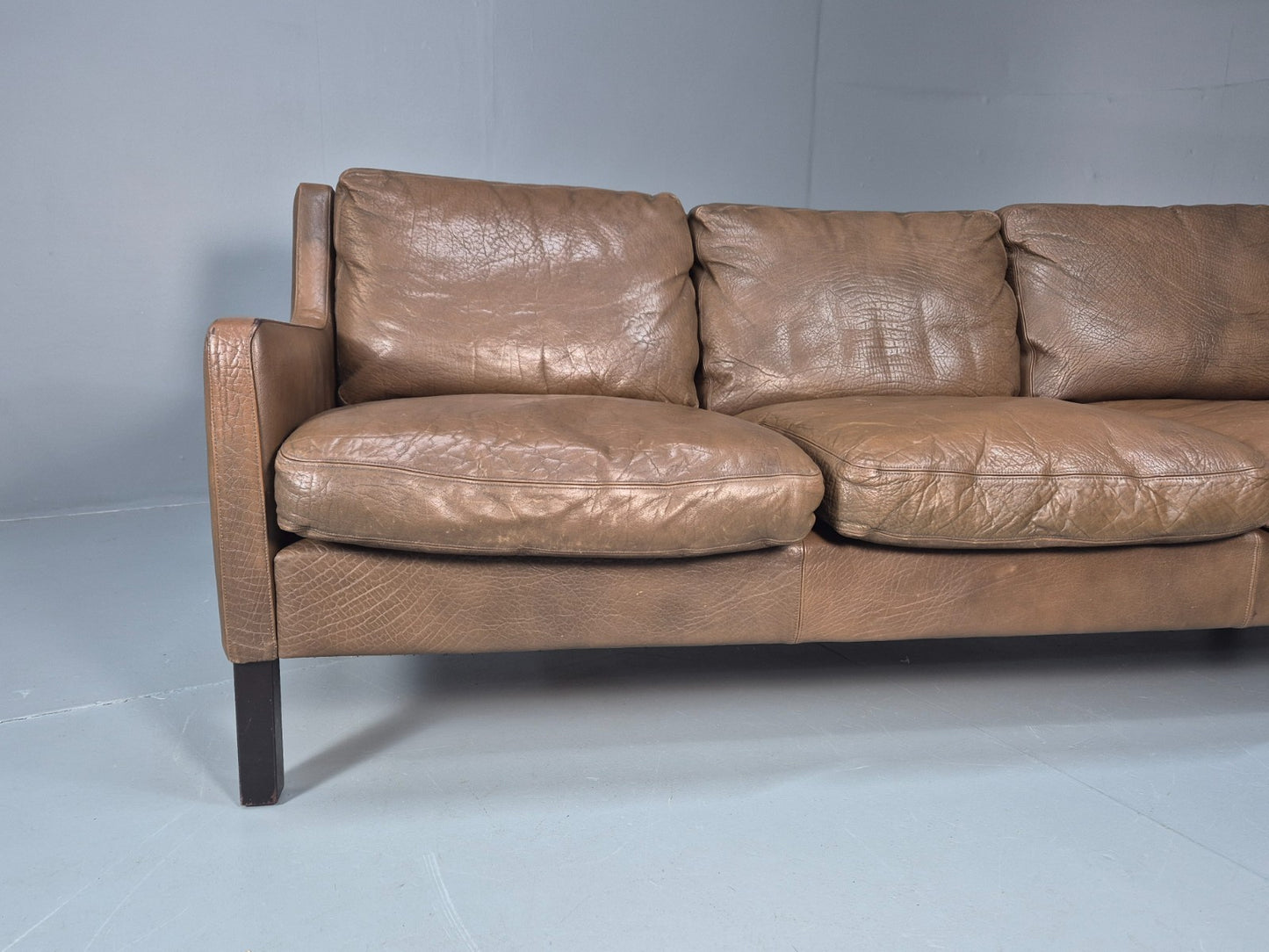 1970s Three Seater Danish Settee Vintage Mogensen Style Leather MCM EB10634 M3SS2