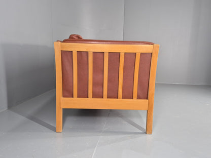 Vintage Stouby 3 Seat Sofa Reddy Brown Leather Mid Century Retro EB10528 M3SS13