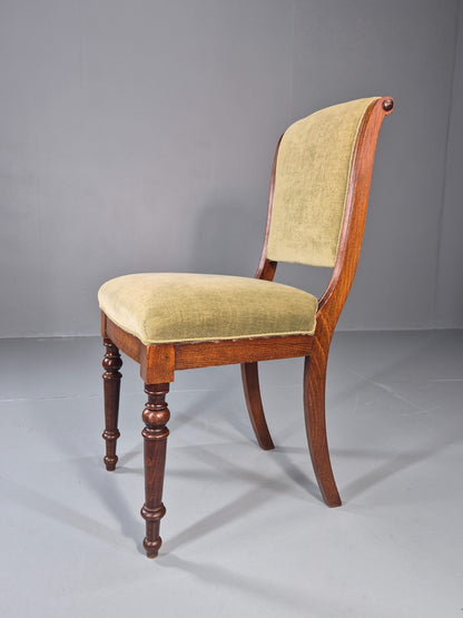 Antique Danish Dining Chair Mahogany Frame 1850s Green Velour EB11321 VDIN1