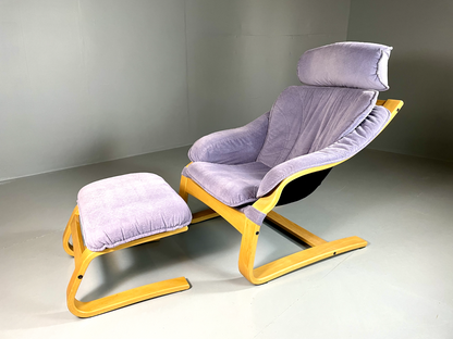 Danish Cantilever Lounge Chair Bentwood Purple Footstool Vintage  EB5768 MBEN0