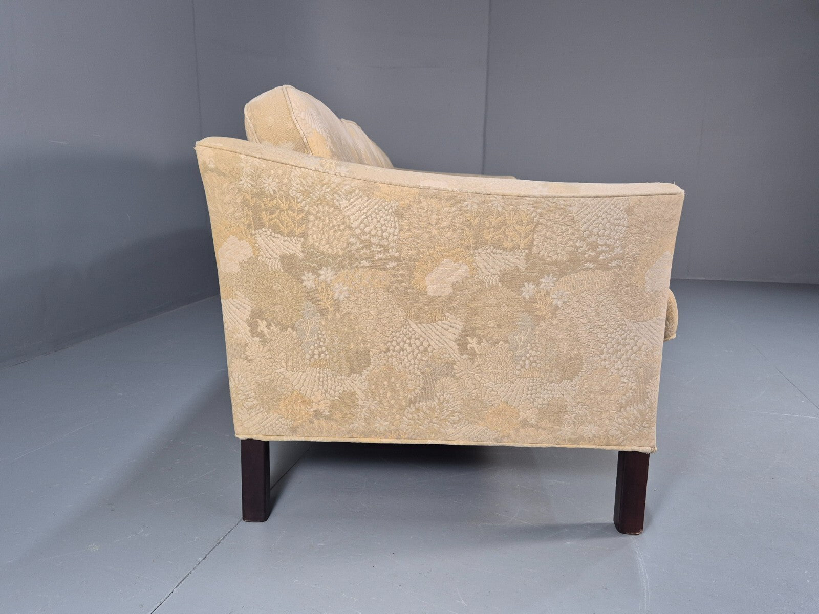 Vintage Danish 3 Seat Sofa Mid Century Shape Floral Cream Cotton 70s EB9579 M3SS - UKDK FURNITURE