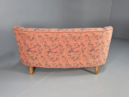 Vintage 3 Seater Sofa Banana Shaped Peach Floral Danish Design EB9572 V3SS - UKDK FURNITURE