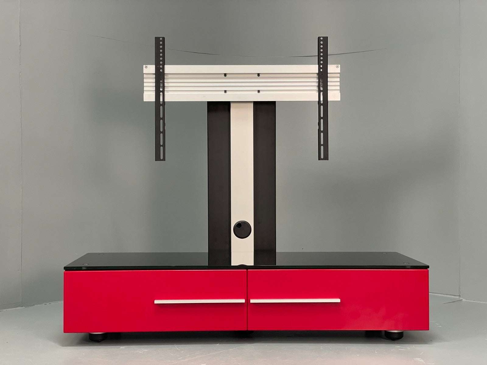 Media Unit TV Stand Modern Red & Black Adjustable TV Mount Drawers EB10951 MWOO1