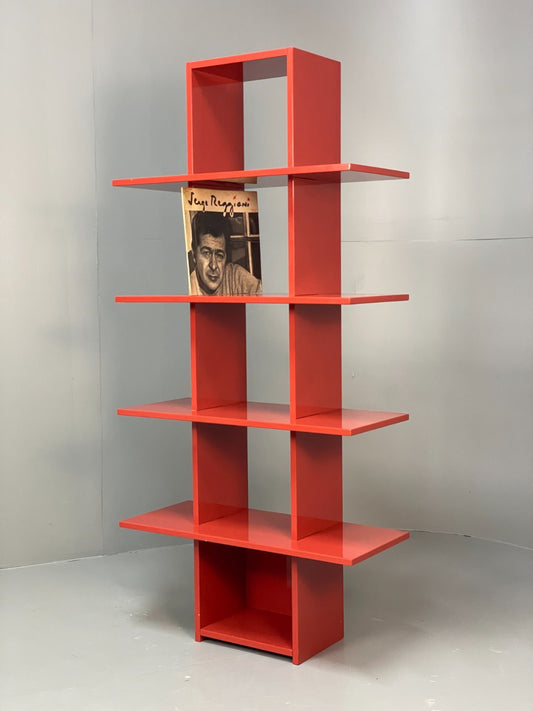 Red Bookcase Vinyl Storage - Postmodern 1980s Style Gloss Laminate EB10949 MWOO1