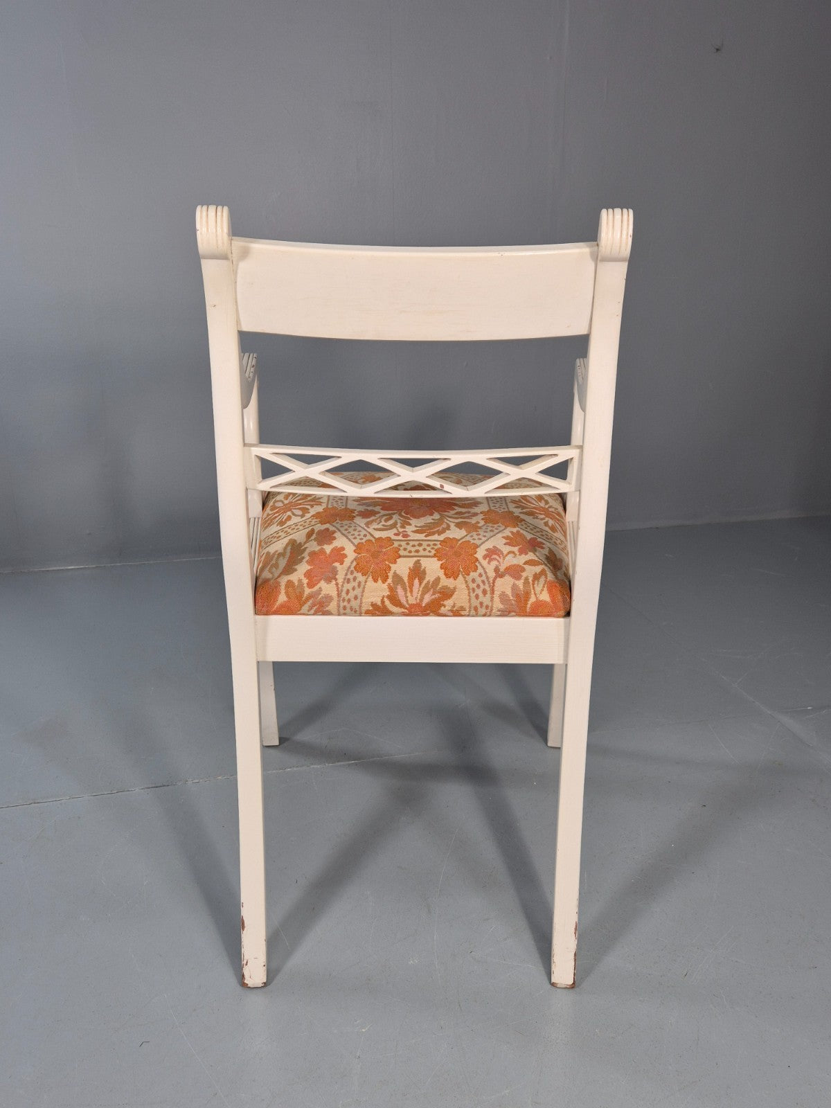 8 Regency Style Dining Chairs 1970s Retro Repro Floral Pads Armed EB11035 MDIN7