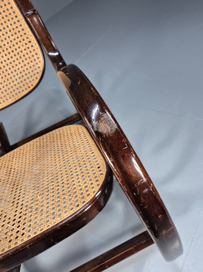 Vintage Rocking Chair Rattan and Bentwood Thonet Style 1970s Retro EB8945 VBER2