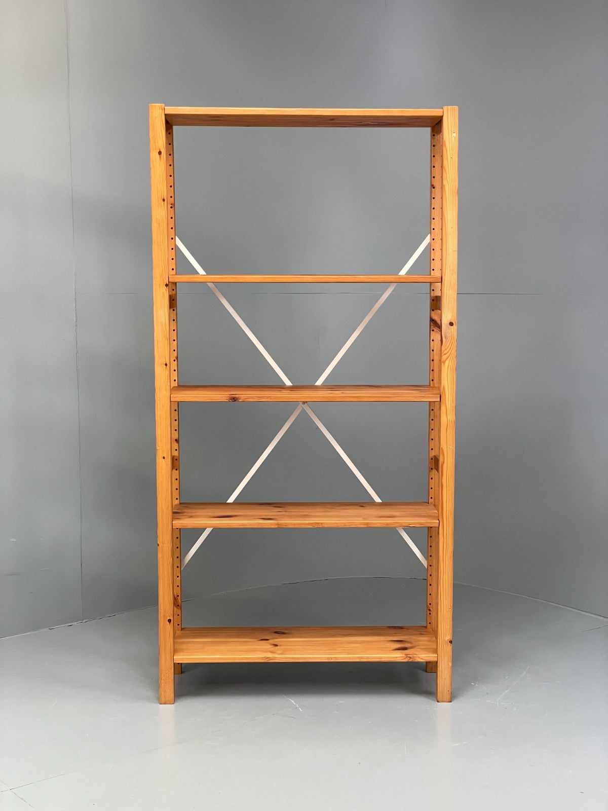 Pine Open Shelving Unit Adjustable Retro Scandi Solid EB11784 MWOO1