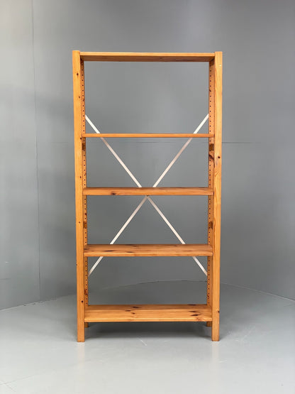 Pine Open Shelving Unit Adjustable Retro Scandi Solid EB11784 MWOO1