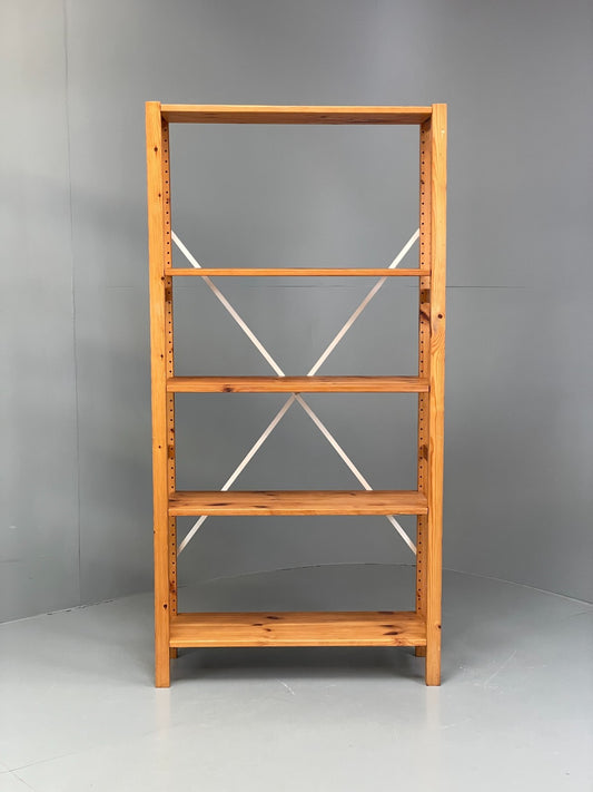 Pine Open Shelving Unit Adjustable Retro Scandi Solid EB11784 MWOO1