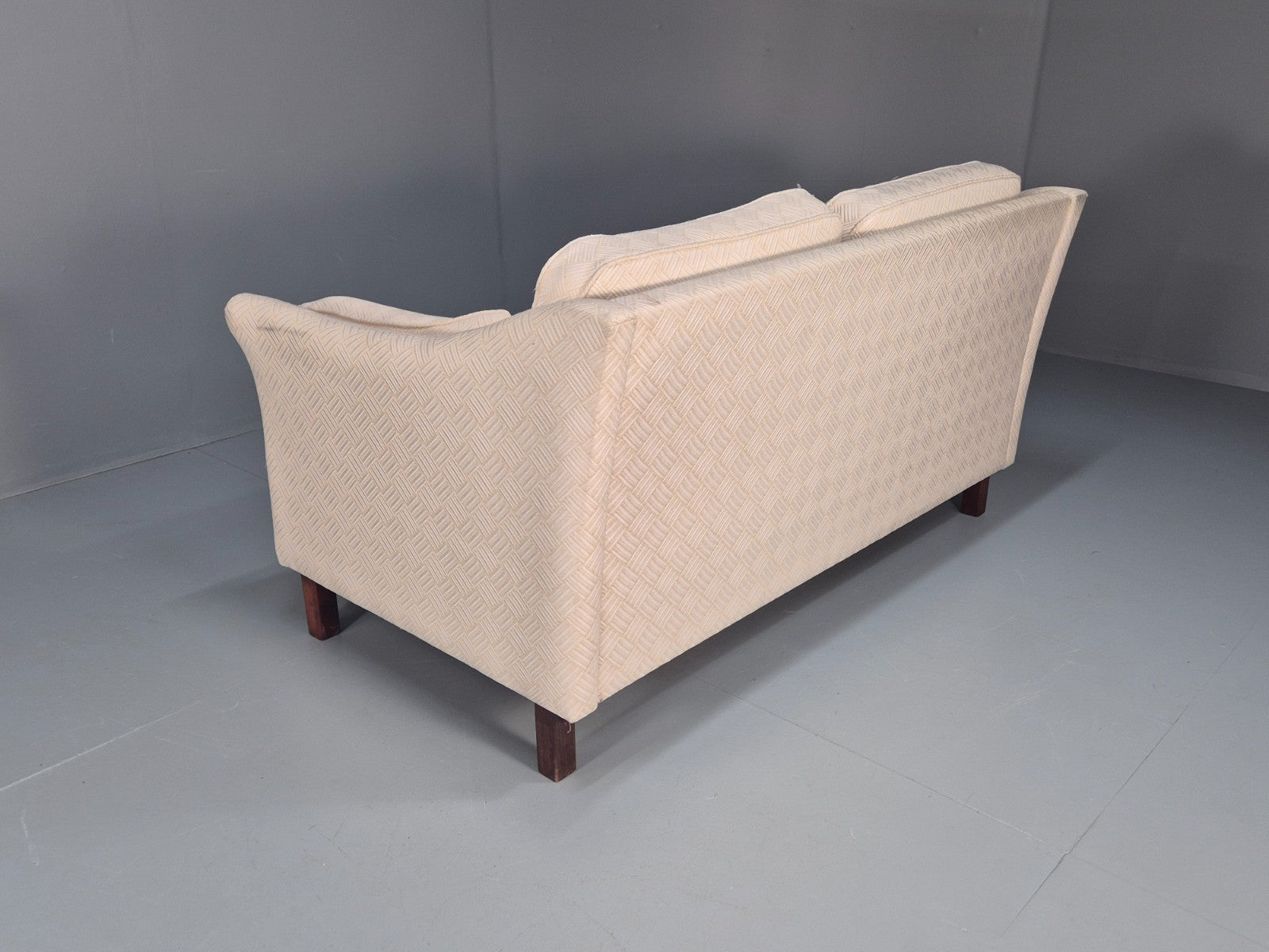Vintage 2 Seater Sofa Retro Danish Cream Patterned Fabric EB10516 M2SS19
