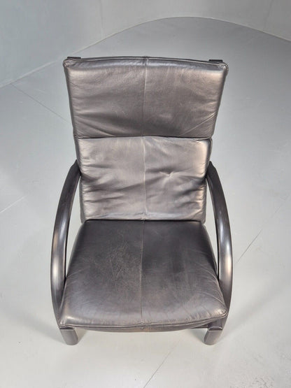 Vintage Danish Bentwood Armchair Black Leather Black Frame Reclining EB8770 MBEN - UKDK FURNITURE