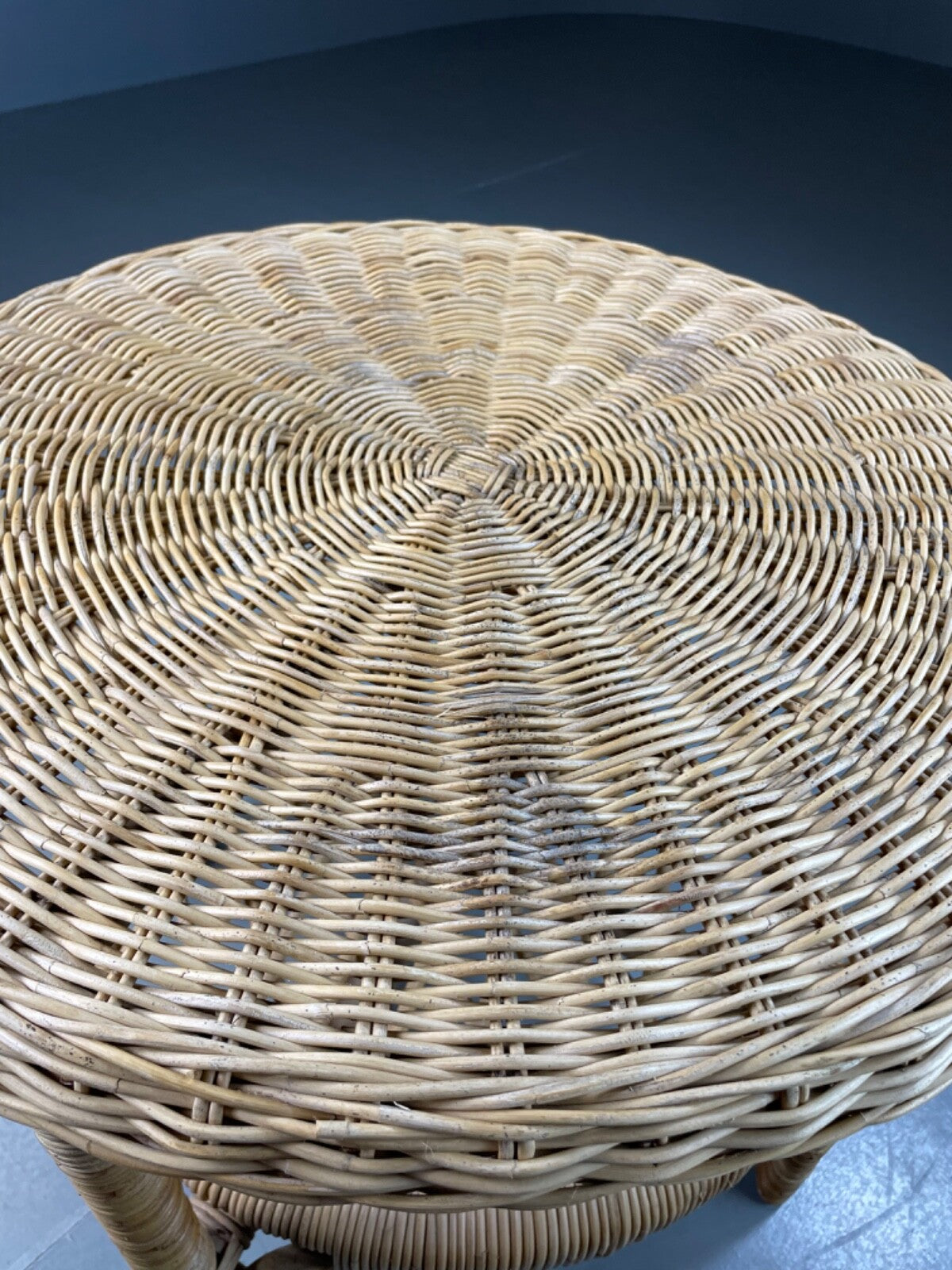 EB5299 Wicker 2 tier Circular Side/ Lamp Table, Retro, Vintage VWOO - UKDK FURNITURE