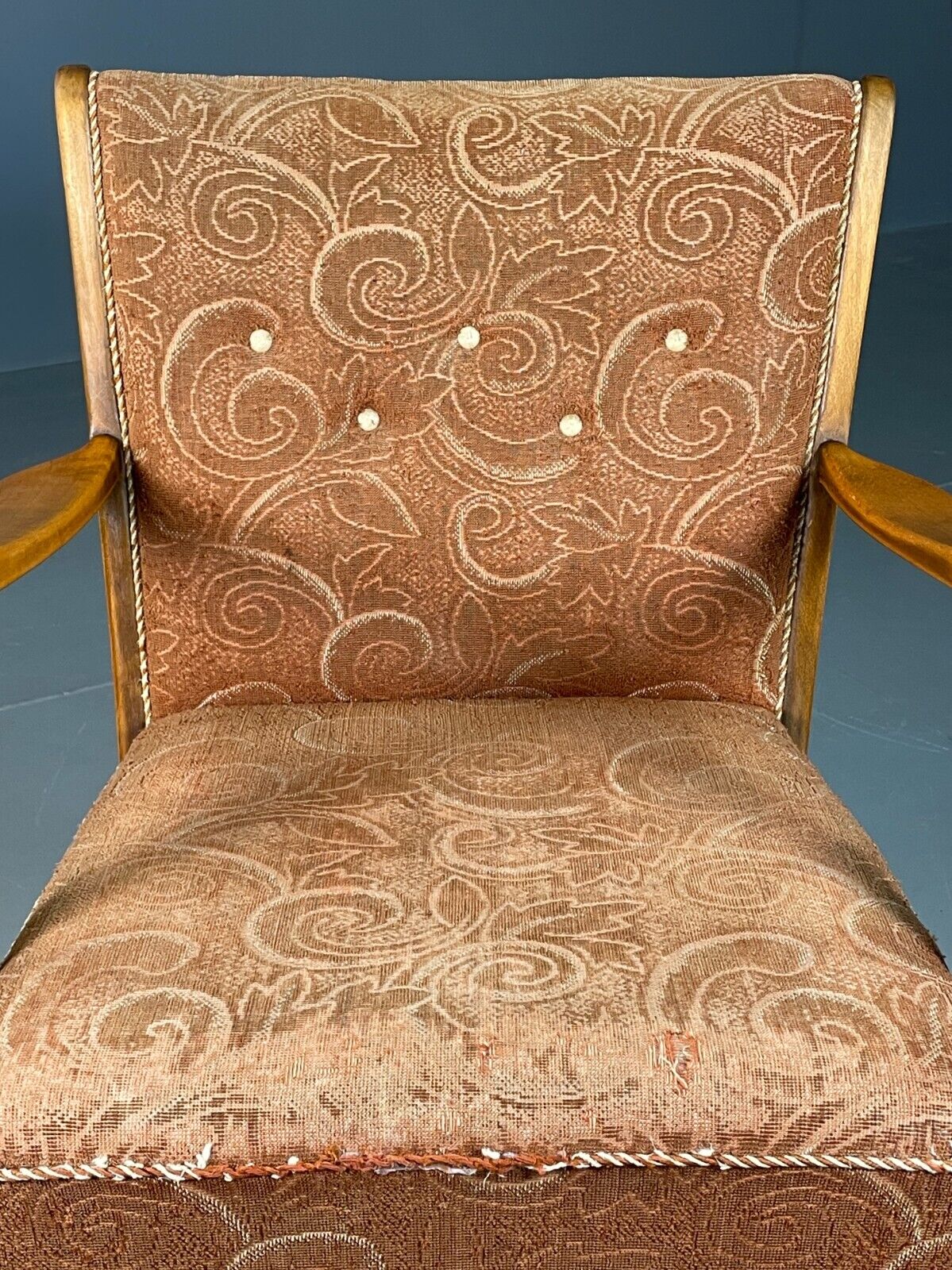 Vintage Danish Lounge Chair Beech Frame Floral Moquette Retro MCM EB6955 MNOR - UKDK FURNITURE