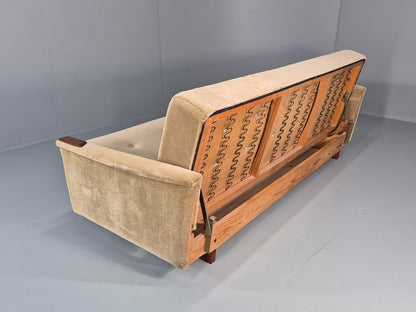 Vintage Sofa Bed Mid Century Denmark Teak Paws  Velour Retro 1960s EB11391 M4SS21