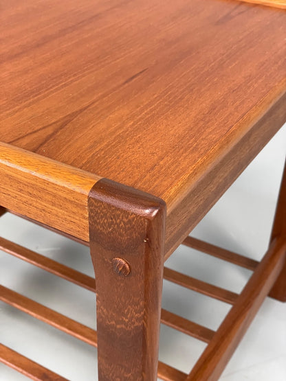 Vintage Teak Side Table Danish 1970s With Magazine Rack Bedside  EB11049 MWOO4