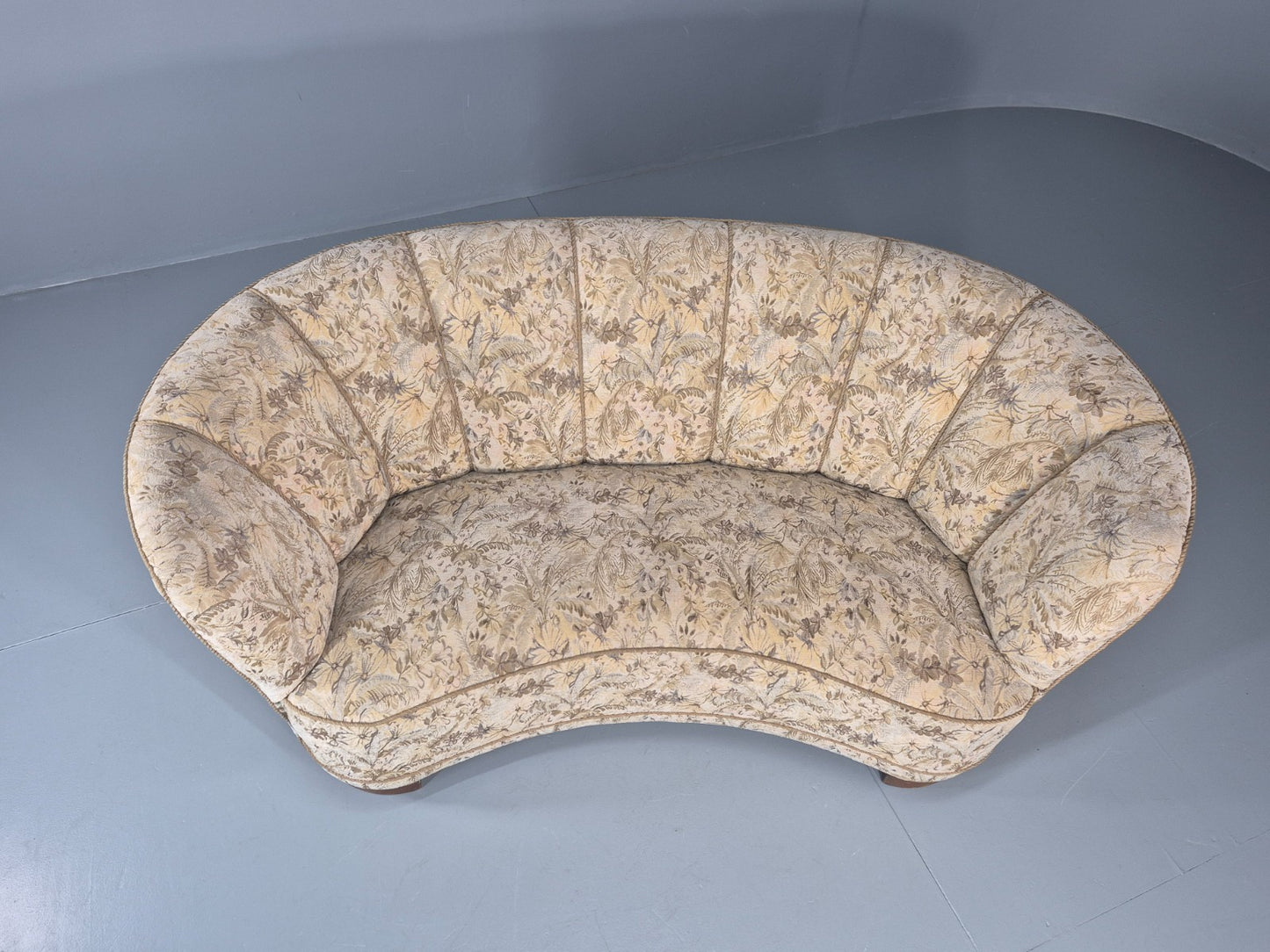 Vintage Banana Sofa 1930s Danish Art Deco Floral Cotton Retro EB10794 V2SS3