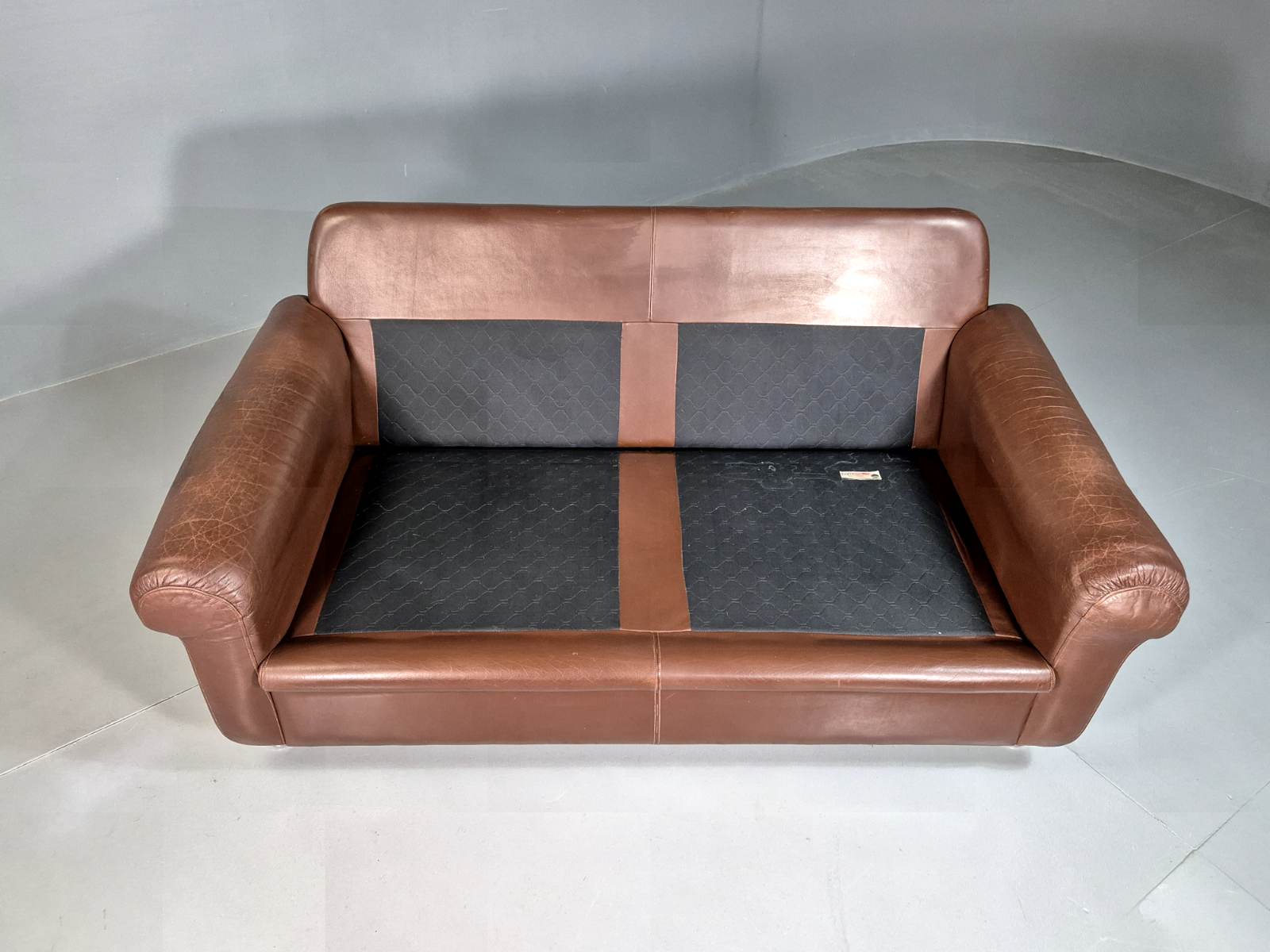 2 Seat Sofa Vintage Danish Brown Leather Thams Retro 1970s MCM EB7289 M2SS4