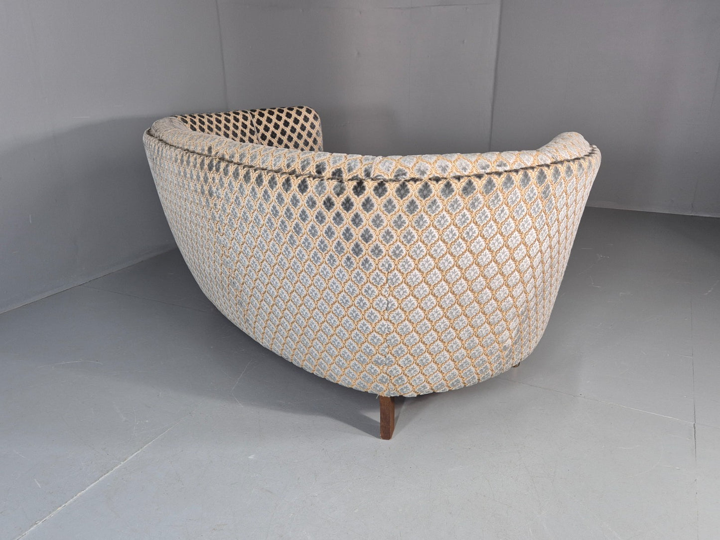 Vintage Three Seater Danish Banana Sofa 1930s Art Deco Cut Cotton EB10782 V3SS13