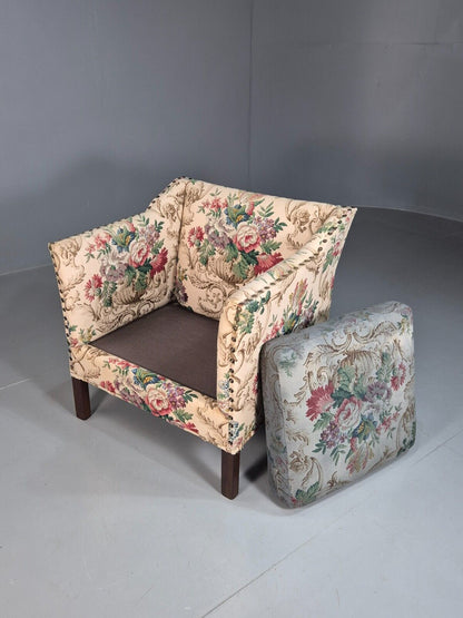 Vintage Danish Lounge Chair Floral Upholstery Retro 1950s EB7869 MNOR - UKDK FURNITURE