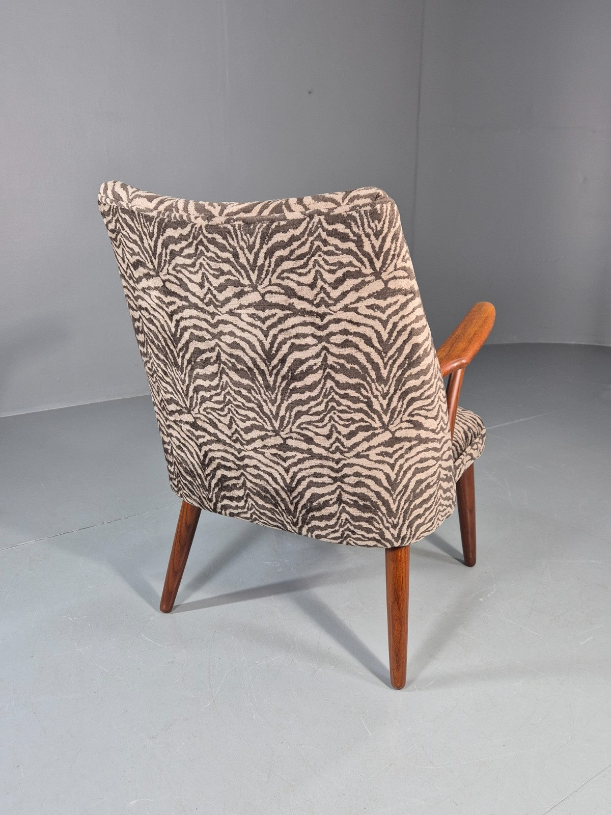 Vintage Teak Lounge Chair 1960s Danish Retro New Zebra Upholstery EB11259 MNOR7