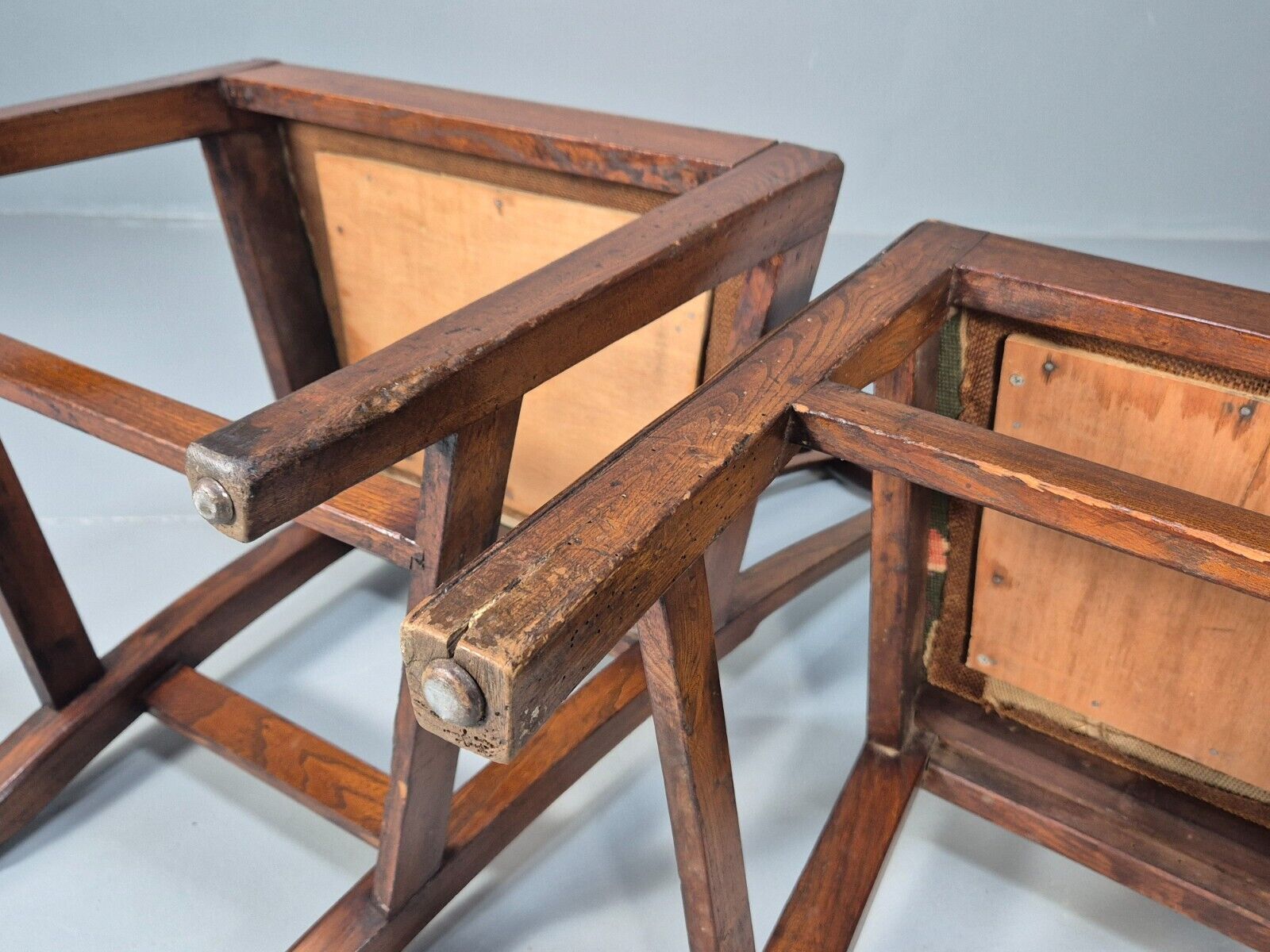 2 Vintage Oak Dining Chairs Green Floral Georgian Style Antique EB9084 VDIN - UKDK FURNITURE