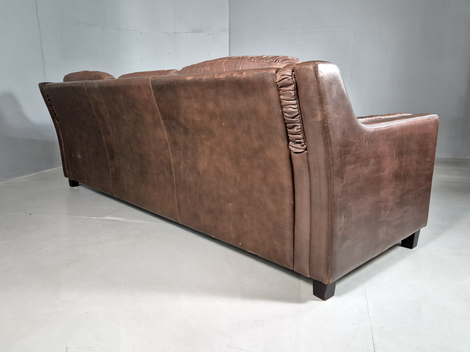Vintage Danish 3 Seat Sofa Brown Leather 1970s Retro MCM EB6986 M3SS - UKDK FURNITURE