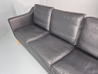Vintage 3 Seater Sofa Danish Black Leather Mid Century Retro 1980s  EB10469 M3SS19